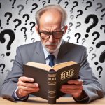 Old man reading bible without understanding bijbel lezen oude man zonder begrip en verstand v...jpeg